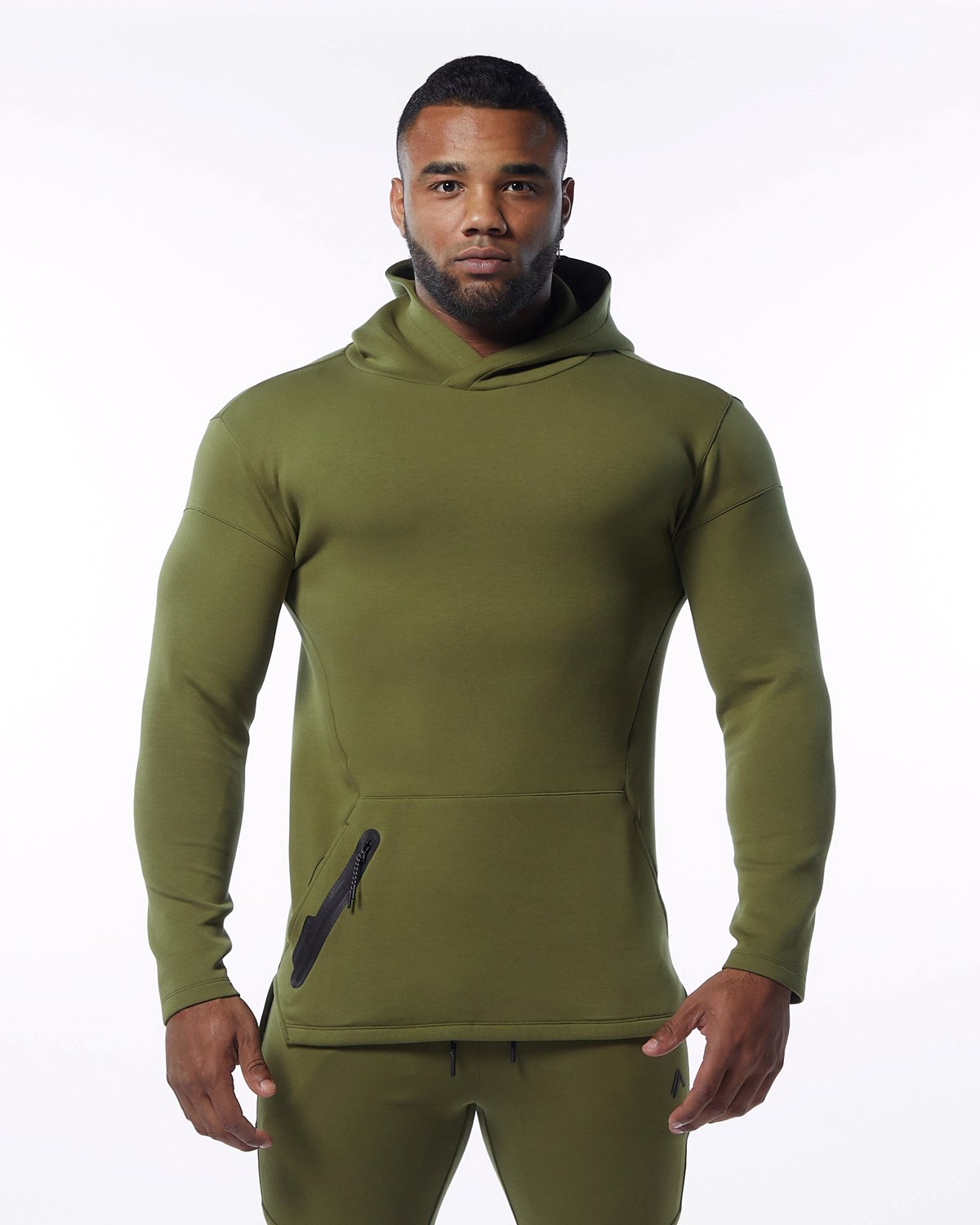 Alphalete Fitted Interlock Knit Hoodie Olivgrün | AI1879326