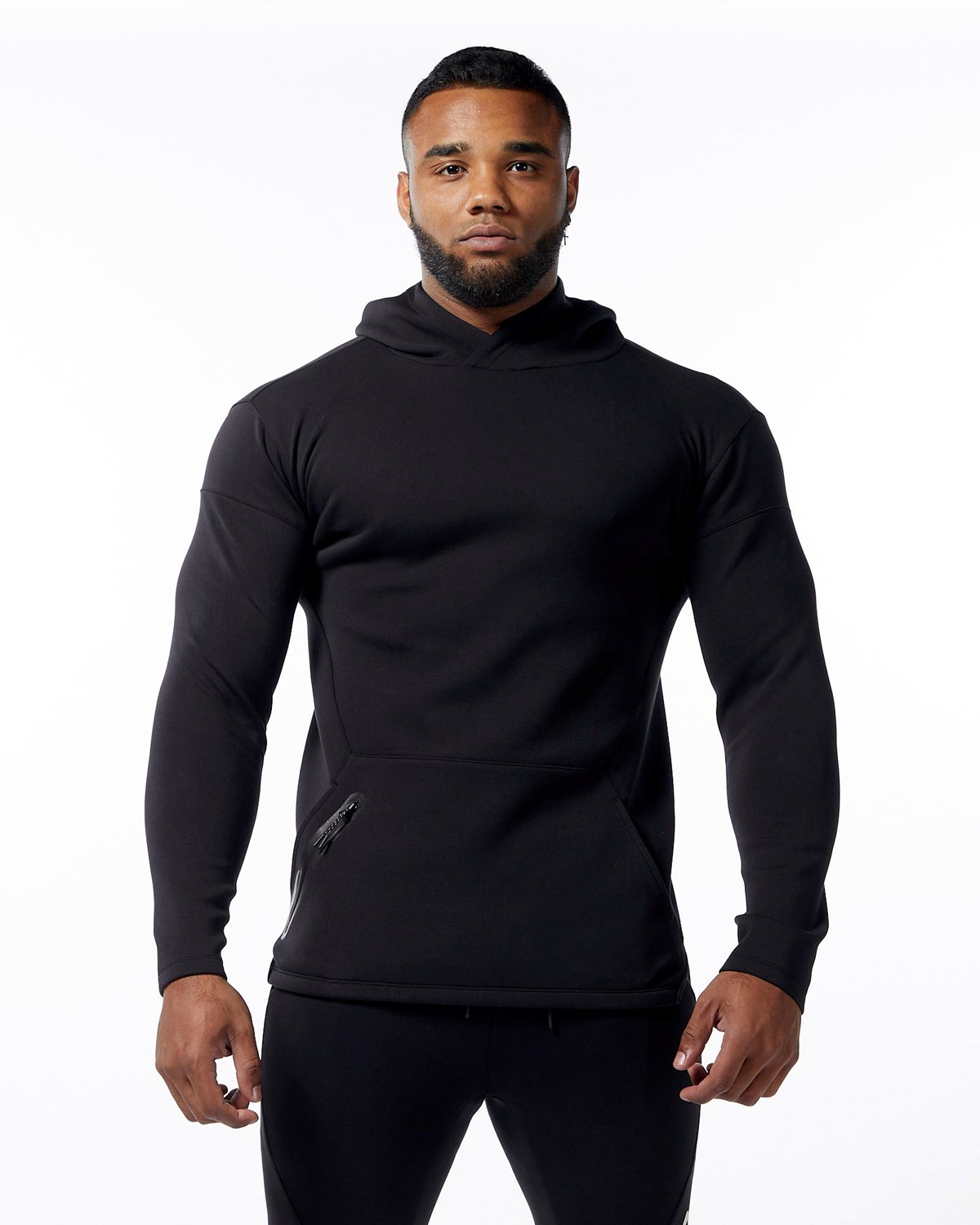 Alphalete Fitted Interlock Knit Hoodie Schwarz | HL2358071