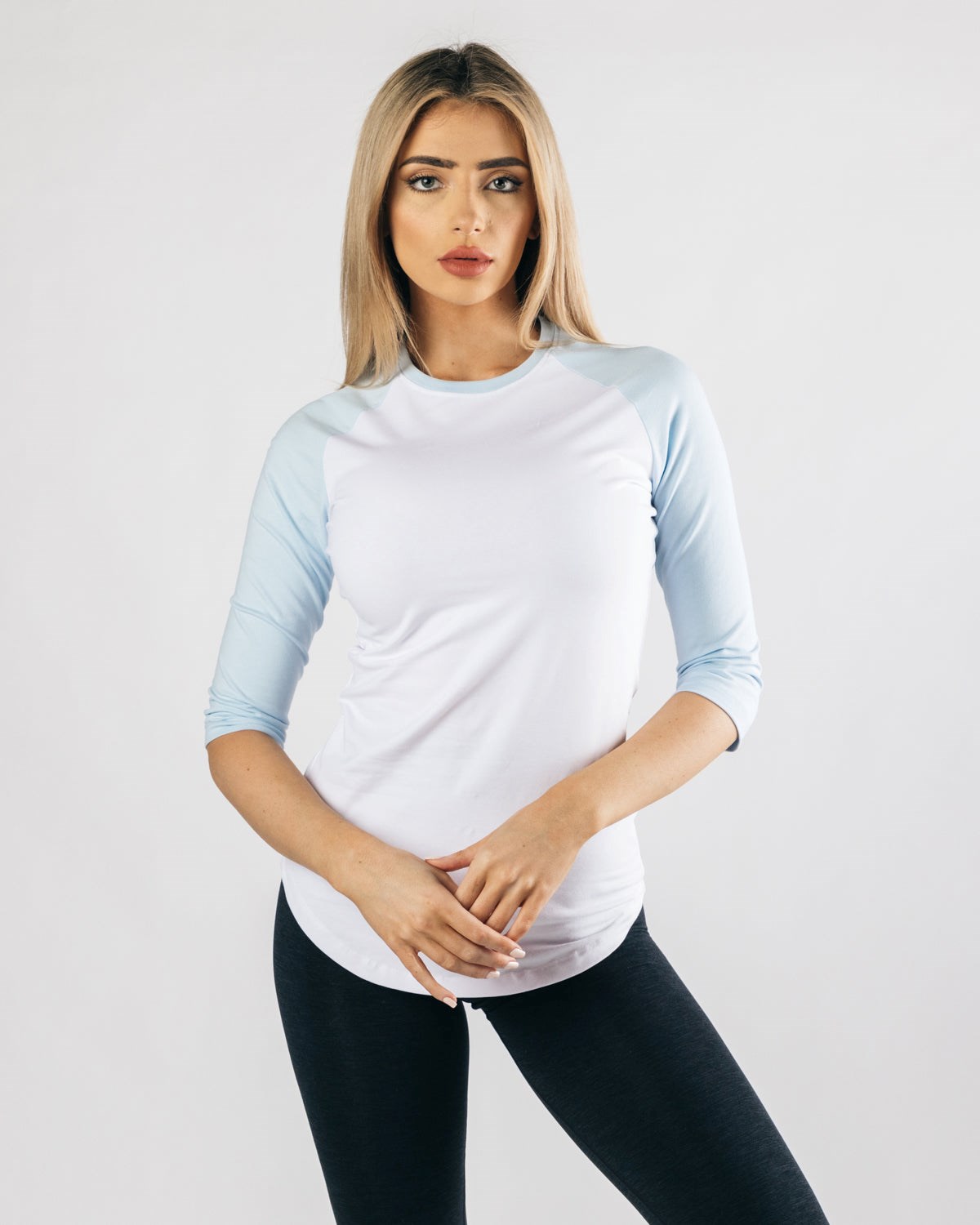 Alphalete Fitted Performance 3/4 Sleeve Weiß Blau | KI2408751