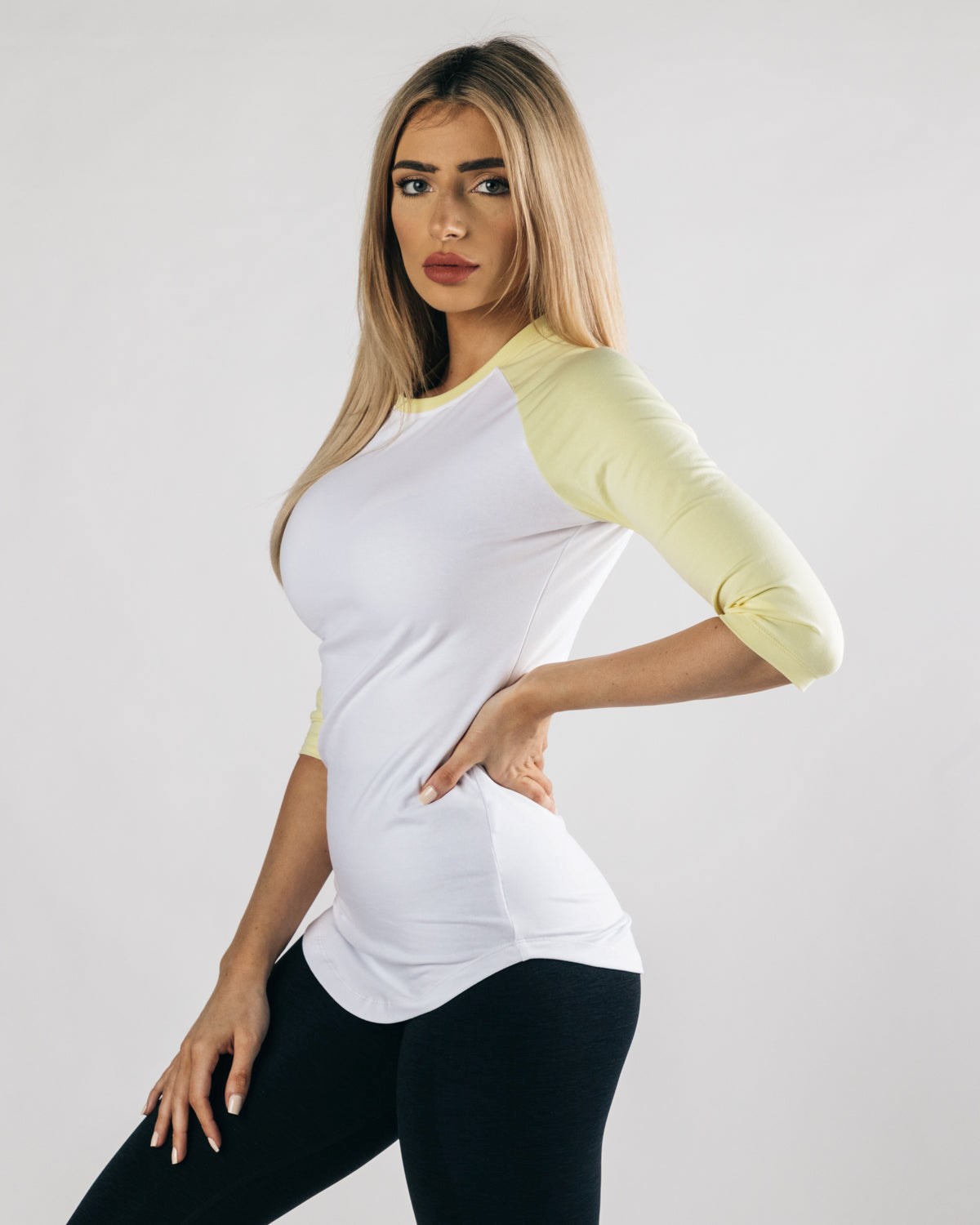 Alphalete Fitted Performance 3/4 Sleeve Weiß | UD6317485