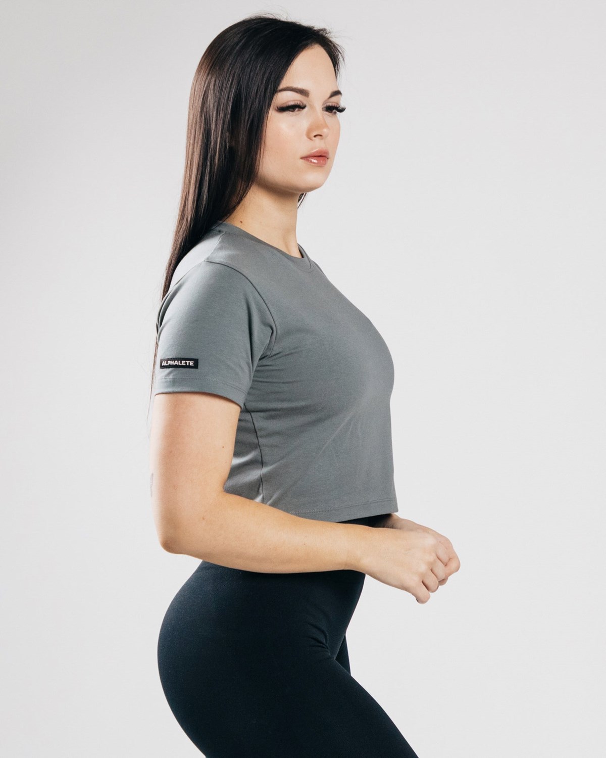 Alphalete Fitted Performance Crop Top Concrete | XF9257841