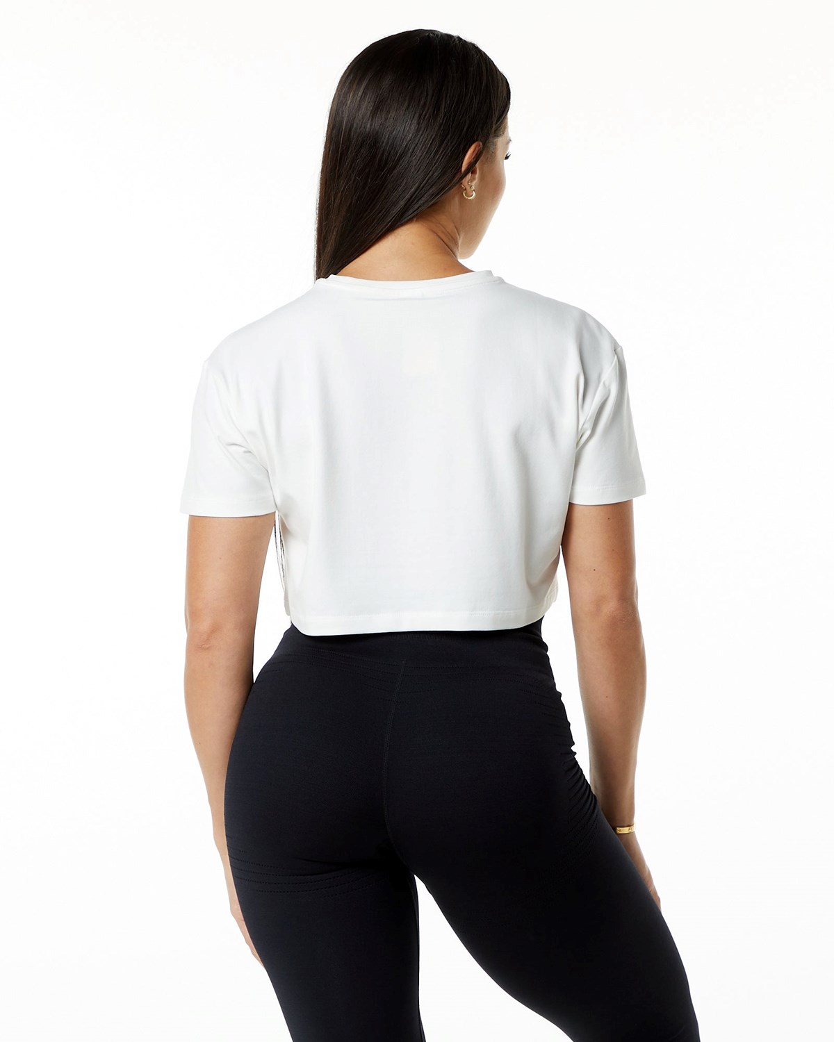 Alphalete Fitted Performance Kurzes Sleeve Crop Weiß | LR5310972