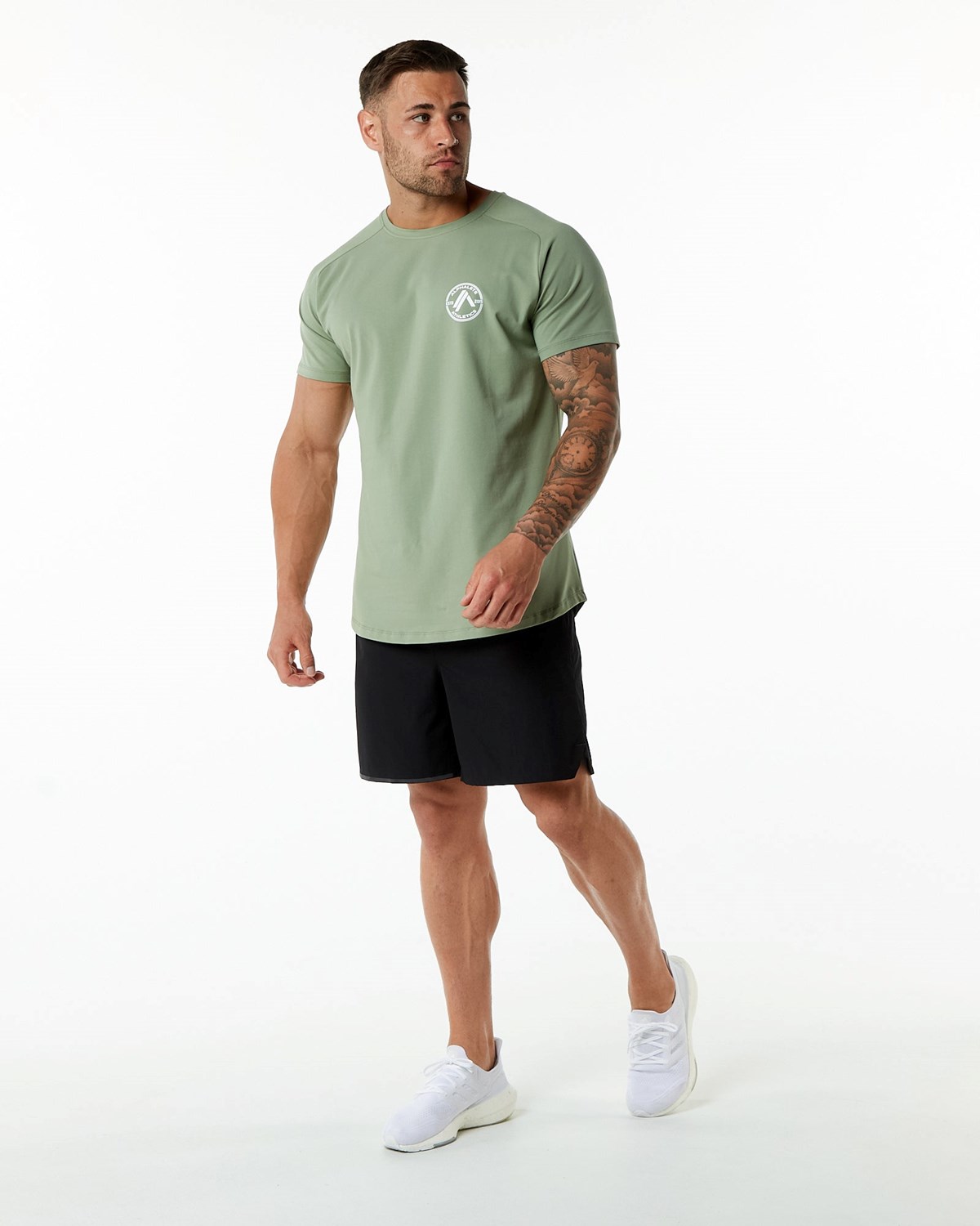 Alphalete Fitted Performance Kurzes Sleeve Sage | PZ9635042