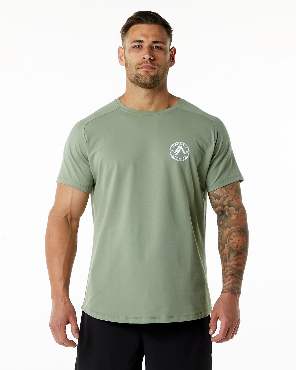 Alphalete Fitted Performance Kurzes Sleeve Sage | PZ9635042