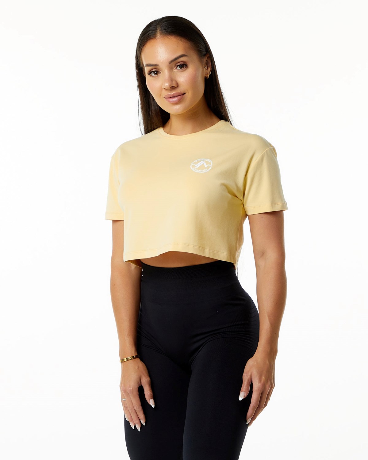 Alphalete Fitted Performance Kurzes Sleeve Crop Daffodil | SI3059276