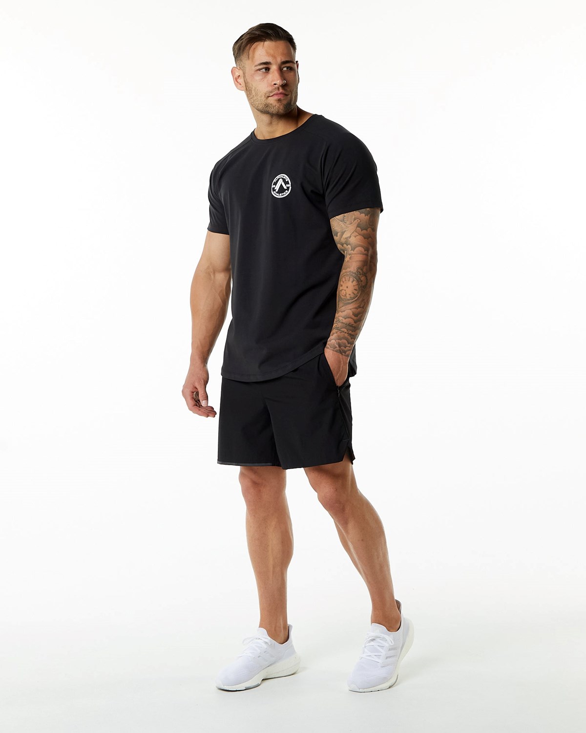 Alphalete Fitted Performance Kurzes Sleeve Schwarz | SW8731924