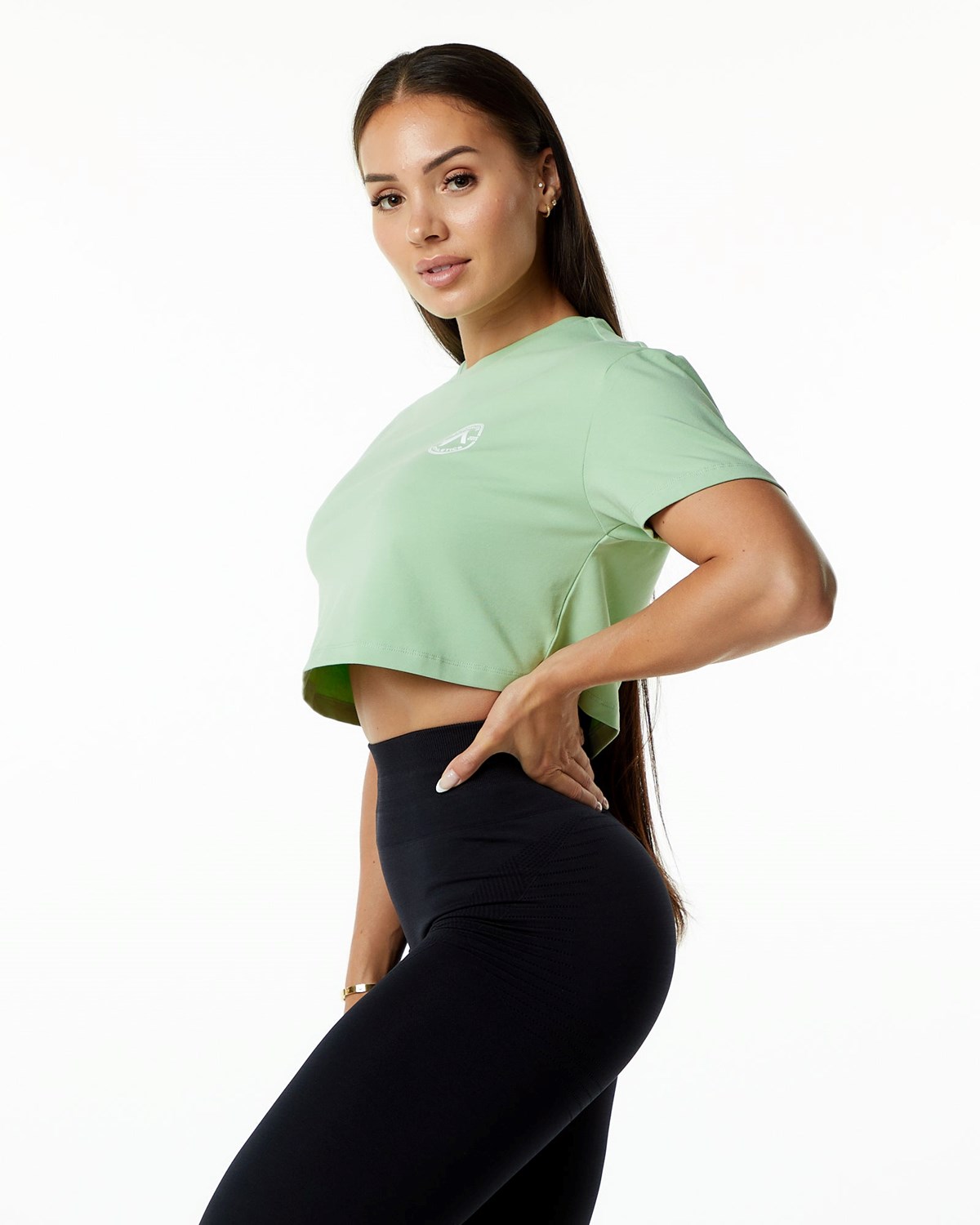 Alphalete Fitted Performance Kurzes Sleeve Crop Pistachio | SX8920346