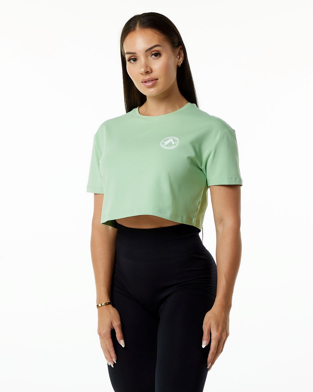 Alphalete Fitted Performance Kurzes Sleeve Crop Pistachio | SX8920346