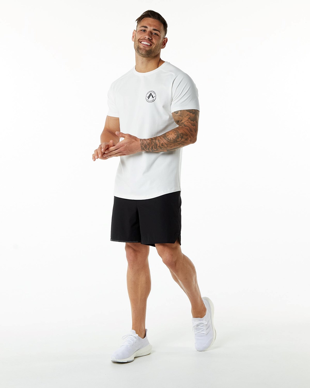 Alphalete Fitted Performance Kurzes Sleeve Weiß | UR8046521