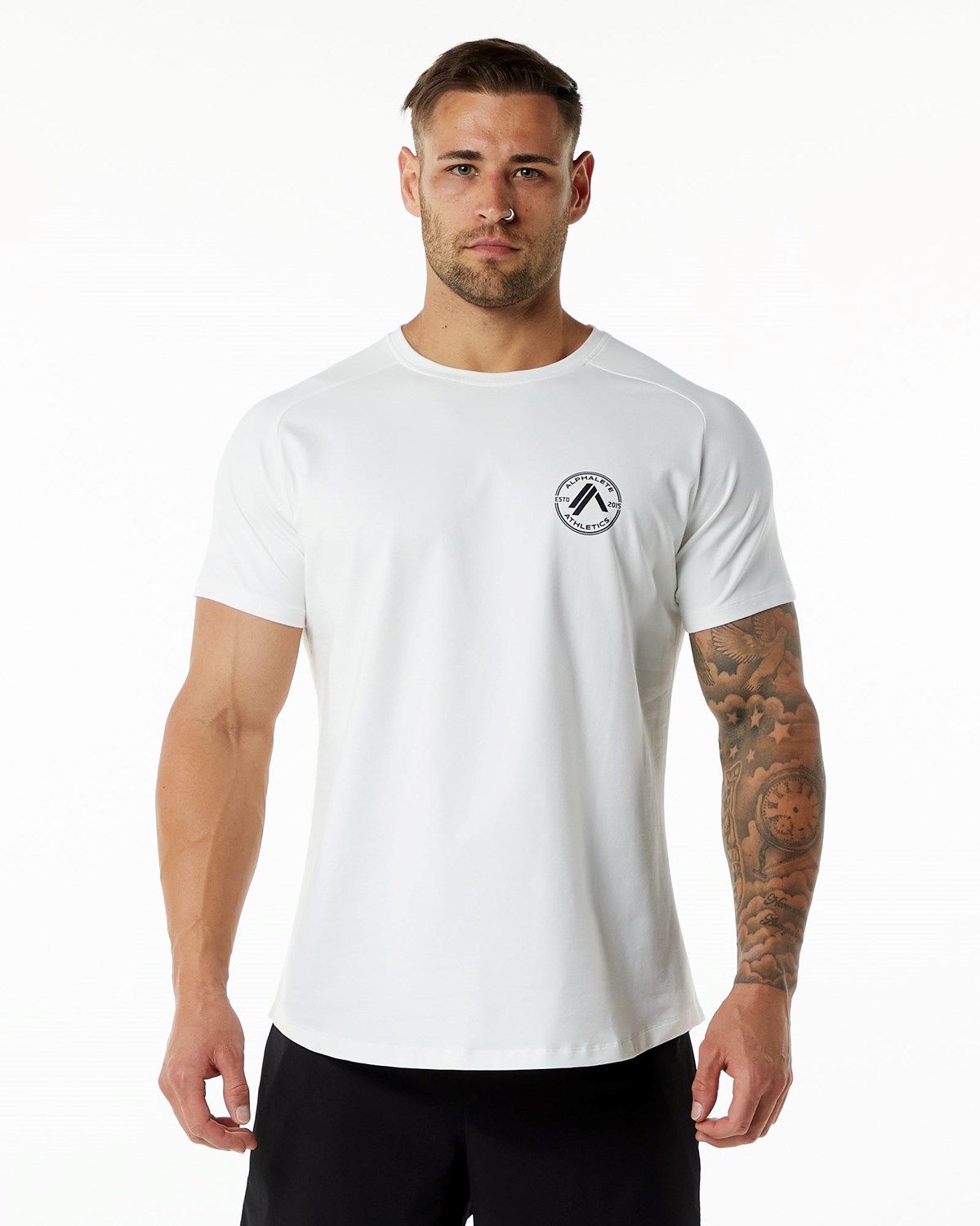 Alphalete Fitted Performance Kurzes Sleeve Weiß | UR8046521