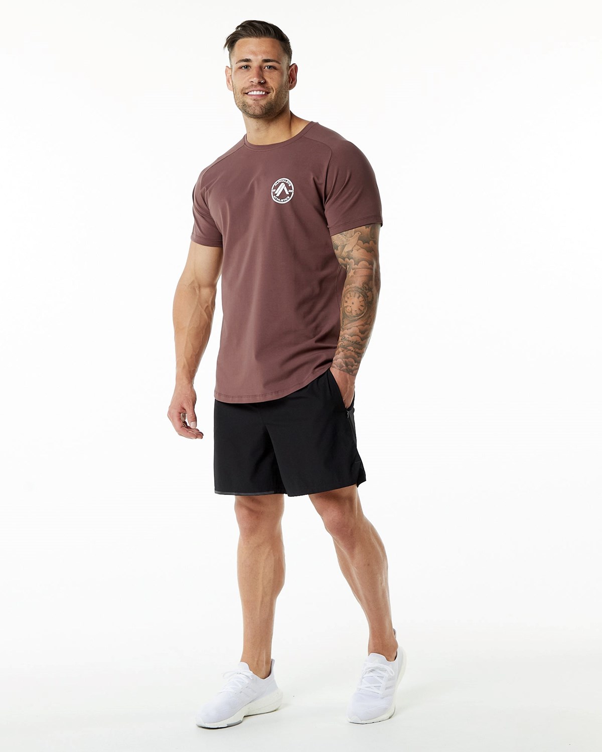 Alphalete Fitted Performance Kurzes Sleeve Merlot | XM3120956