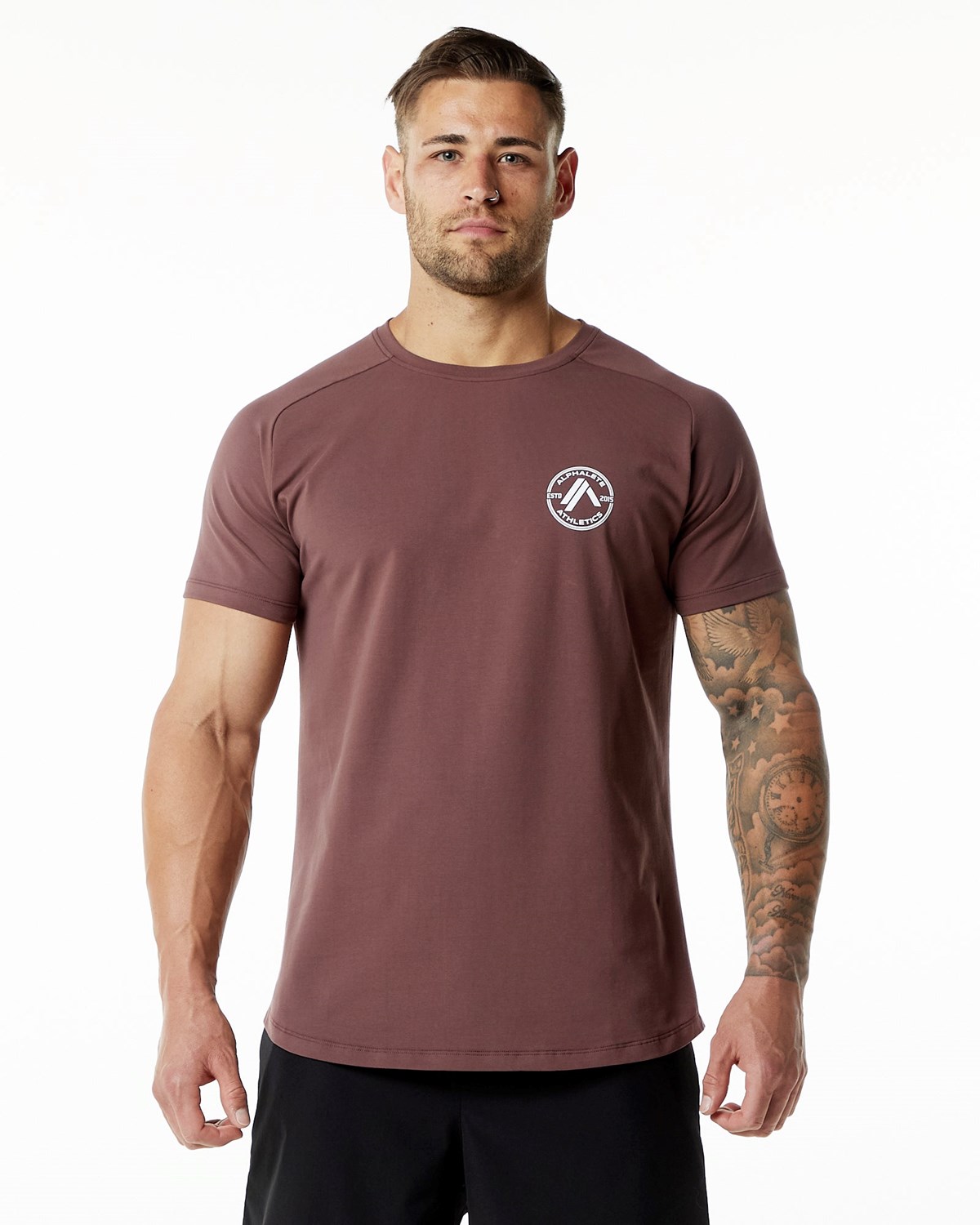 Alphalete Fitted Performance Kurzes Sleeve Merlot | XM3120956