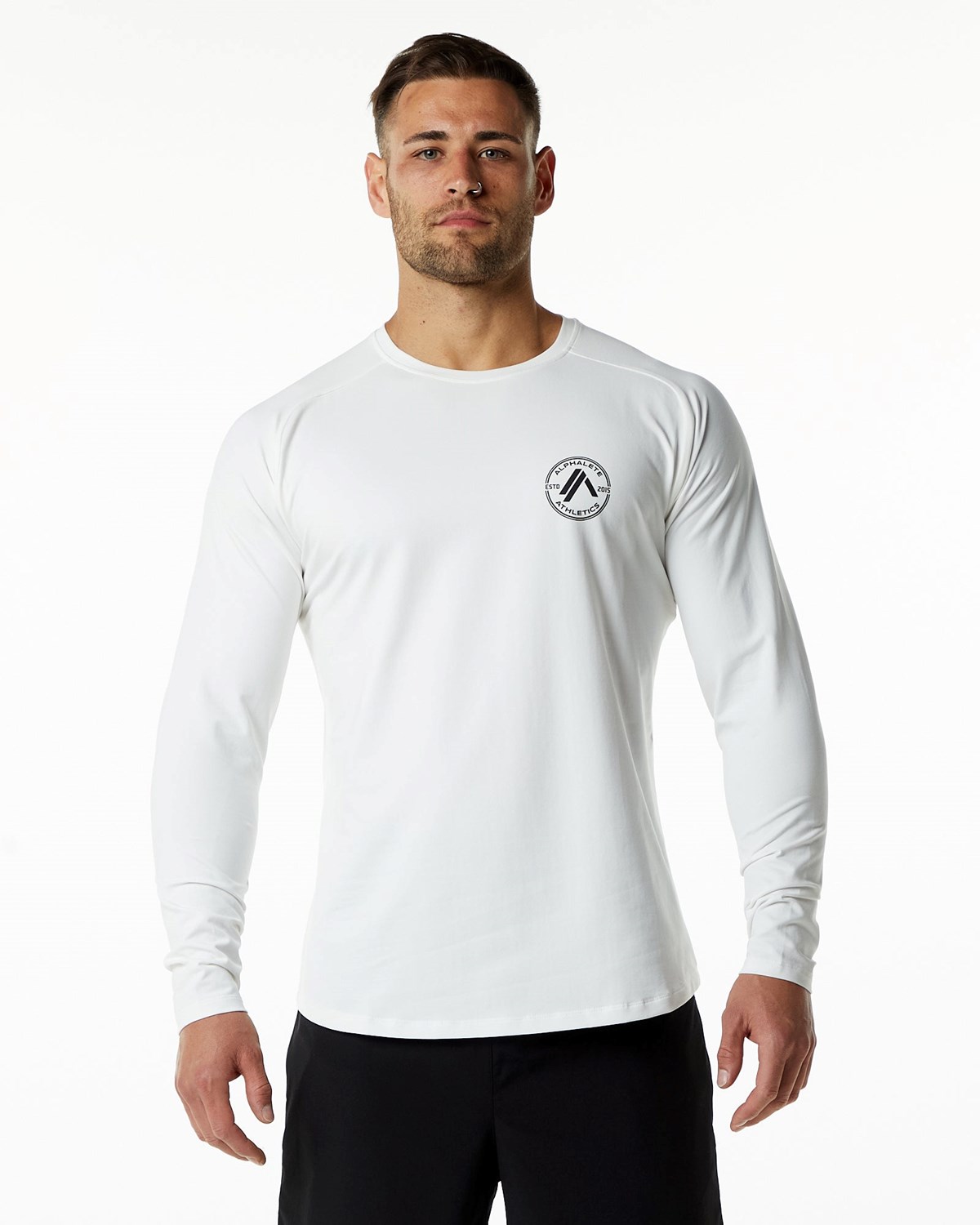 Alphalete Fitted Performance Long Sleeve Weiß | KZ9386051