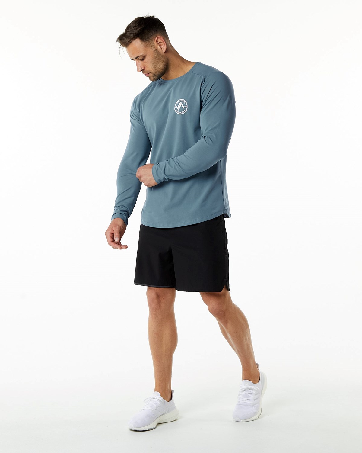 Alphalete Fitted Performance Long Sleeve Blau | NK1547039