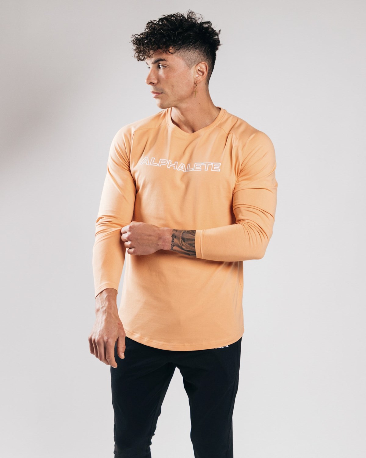 Alphalete Fitted Performance Long Sleeve Orange | NV8096532