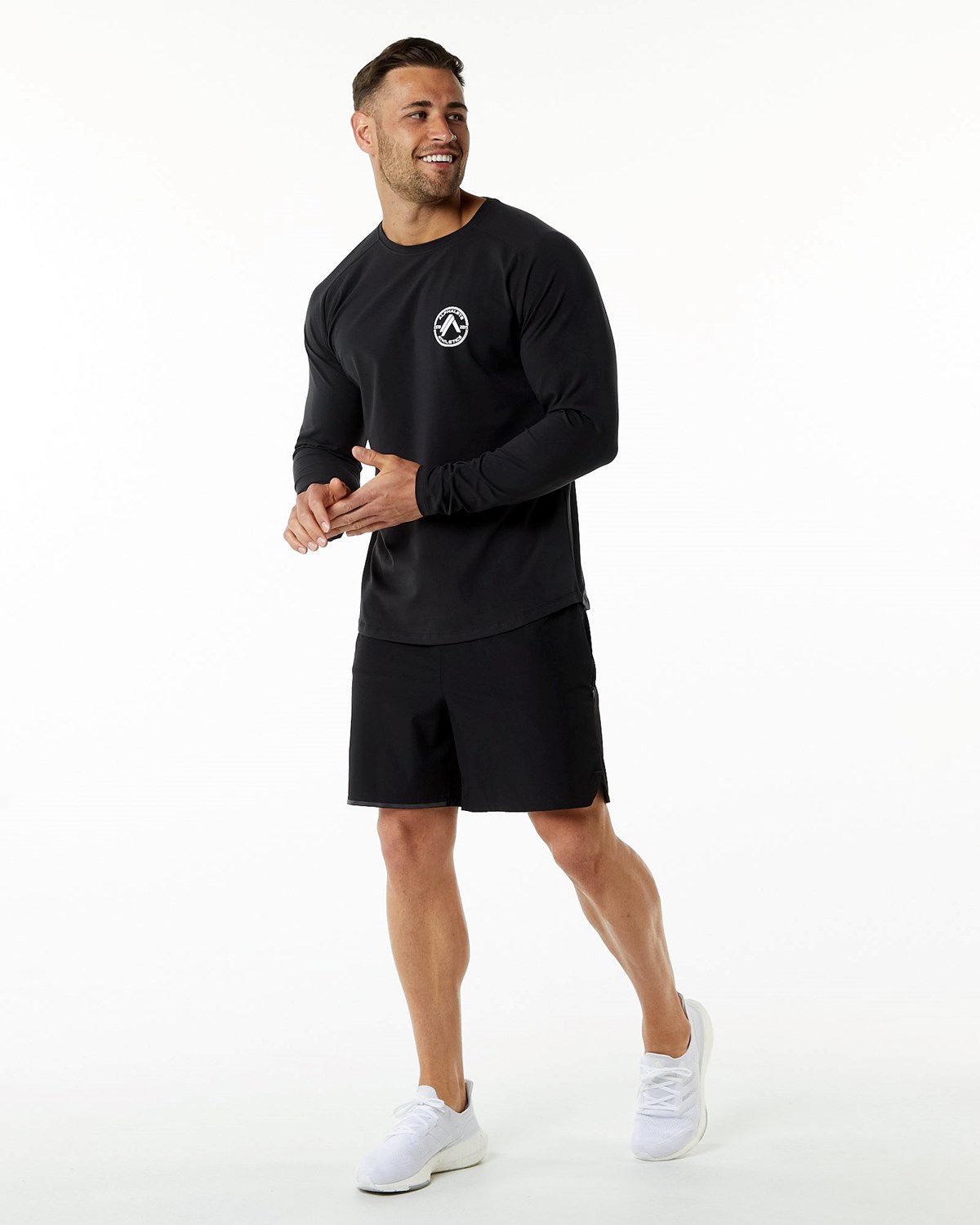 Alphalete Fitted Performance Long Sleeve Schwarz | XE3057481