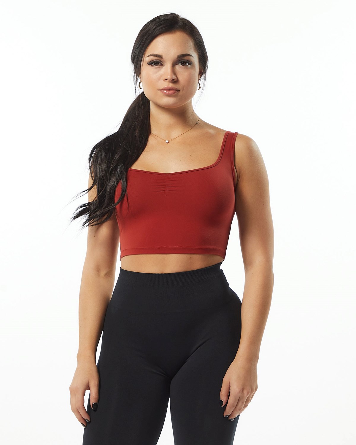 Alphalete Fitted Square Neck Tank Cherry | DT7853061