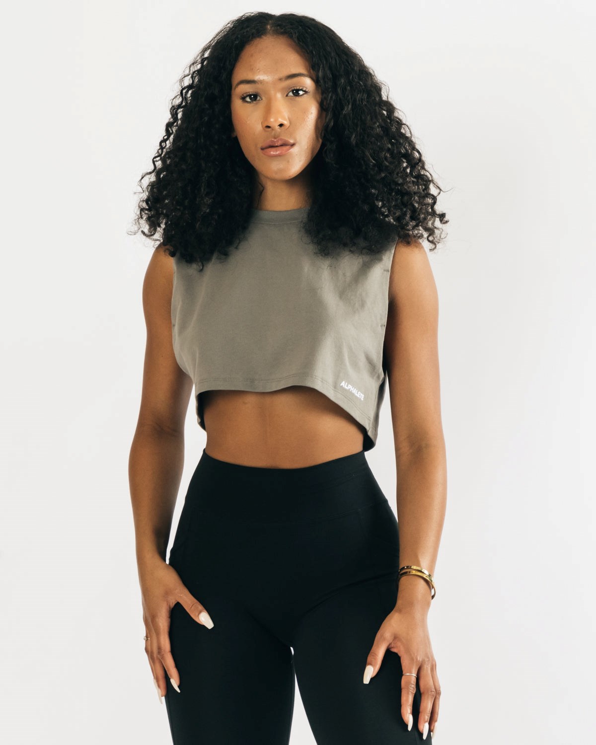 Alphalete Heavy Baumwoll Cropped Cutoff Concrete | GV1476502