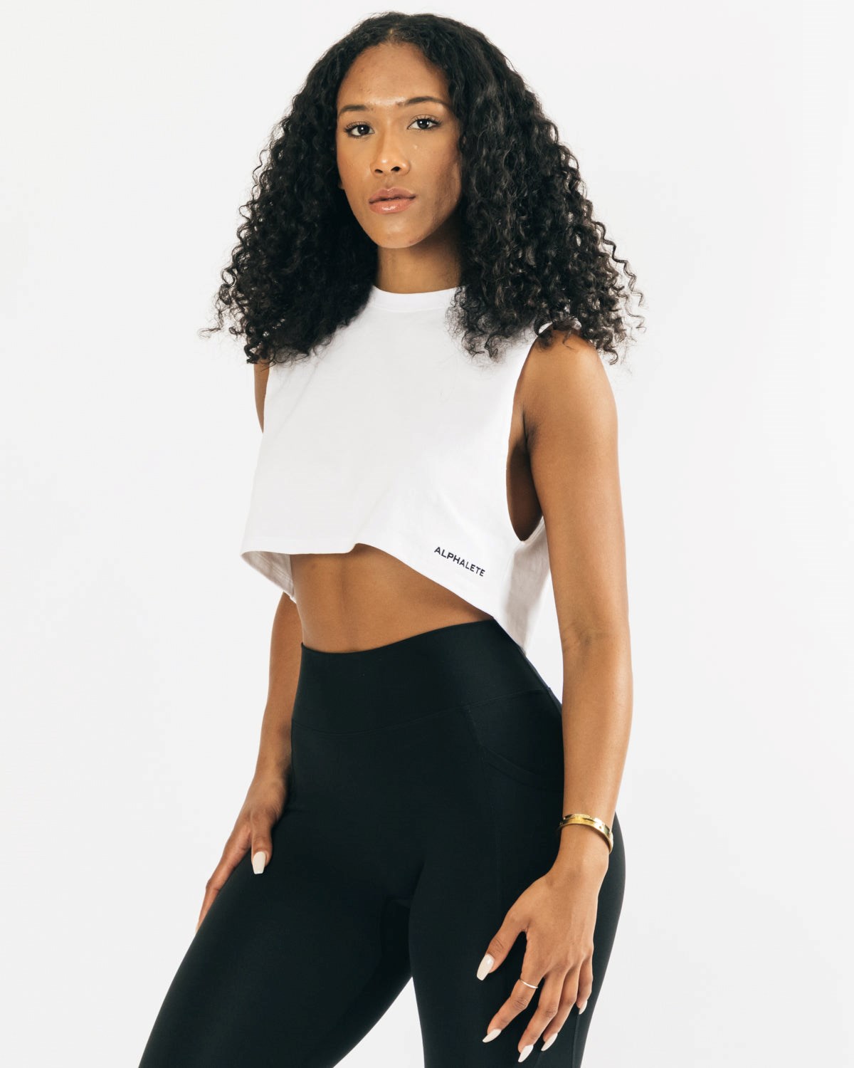 Alphalete Heavy Baumwoll Cropped Cutoff Weiß | MH2736459