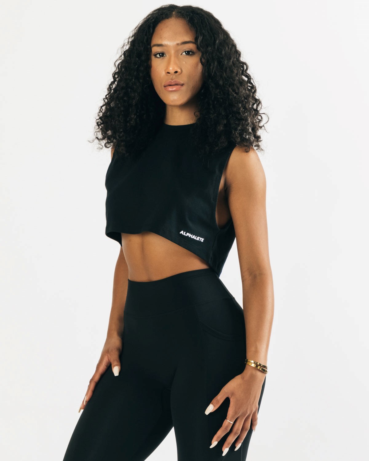 Alphalete Heavy Baumwoll Cropped Cutoff Schwarz | MN5219340