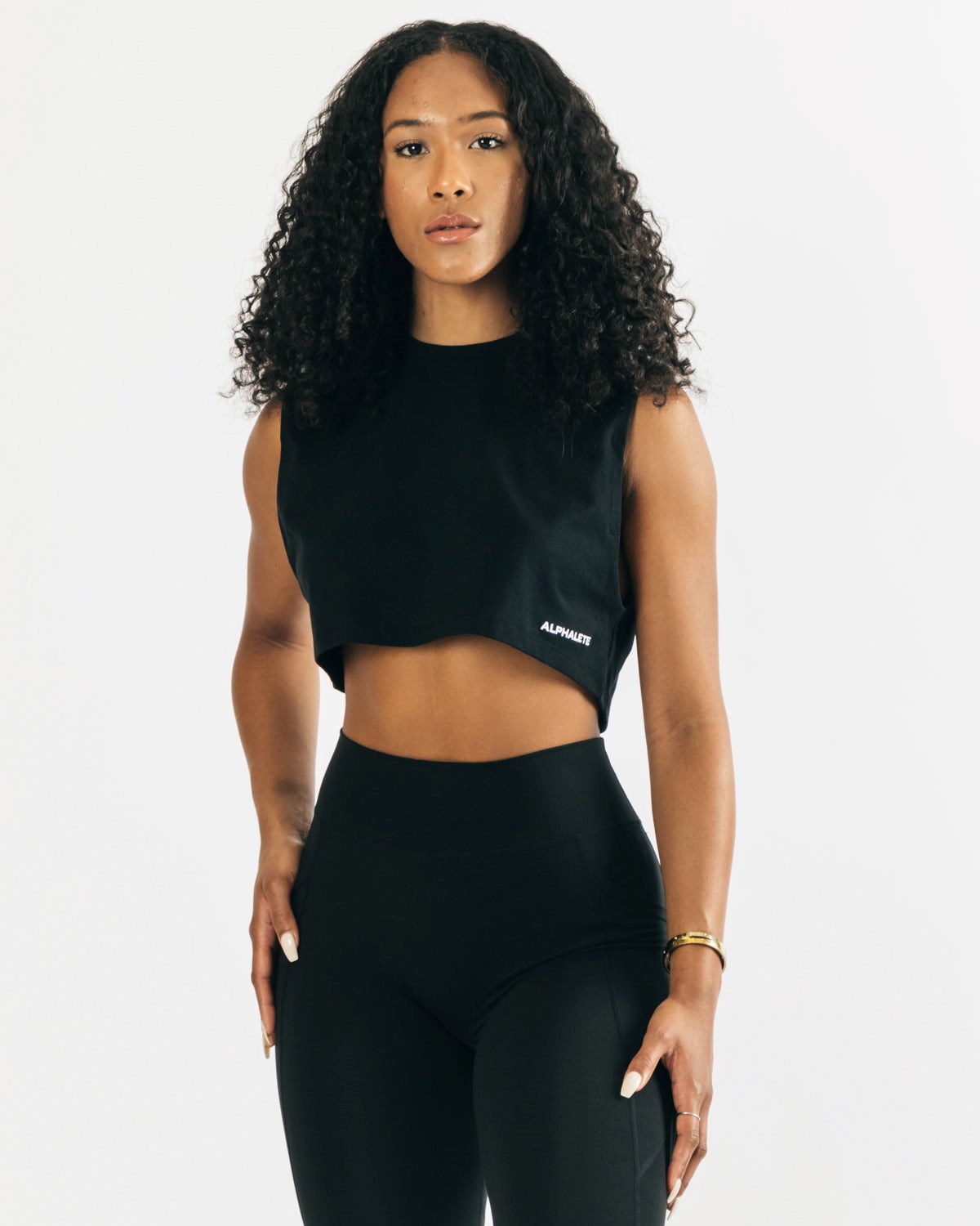 Alphalete Heavy Baumwoll Cropped Cutoff Schwarz | MN5219340