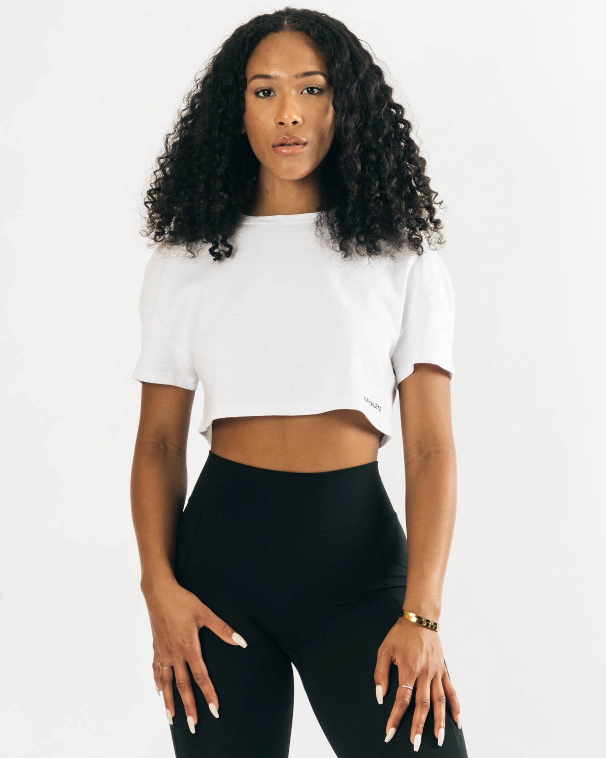 Alphalete Heavy Baumwoll Dropped Shoulder Crop Weiß | KM0532864