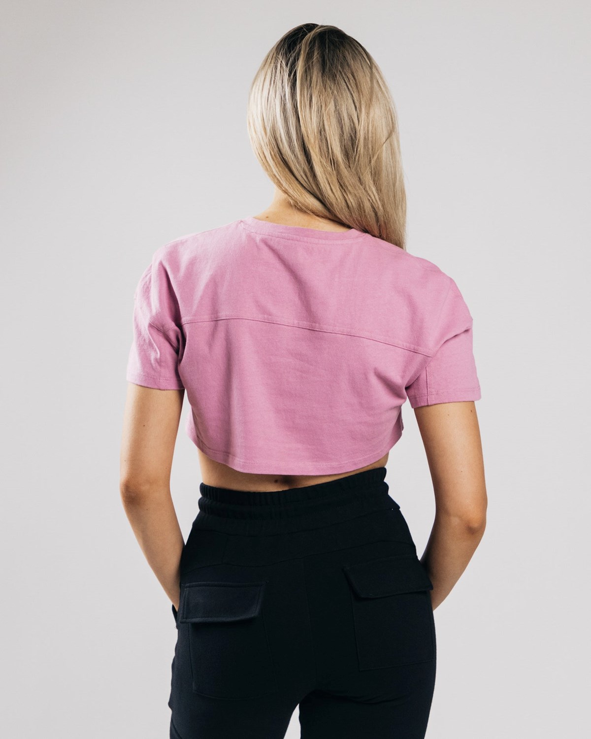 Alphalete Heavy Baumwoll Dropped Shoulder Crop Rosa | NV1460325