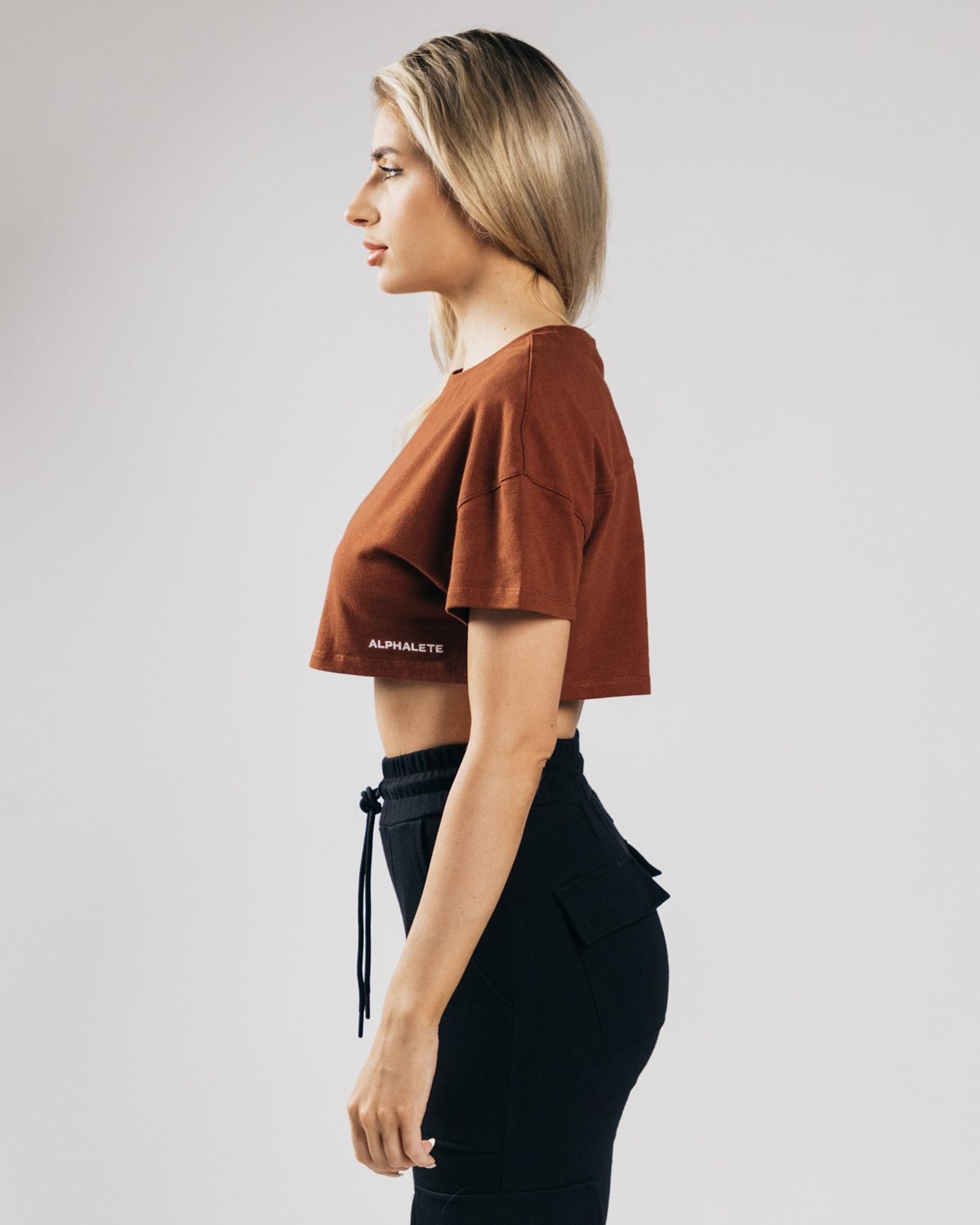 Alphalete Heavy Baumwoll Dropped Shoulder Crop Kupfer | VQ5074618