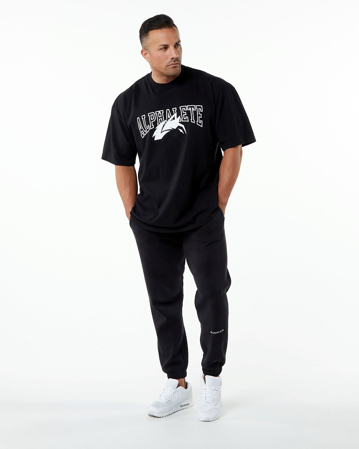 Alphalete Heavyweight Oversized Tee Black/White | IE8275309