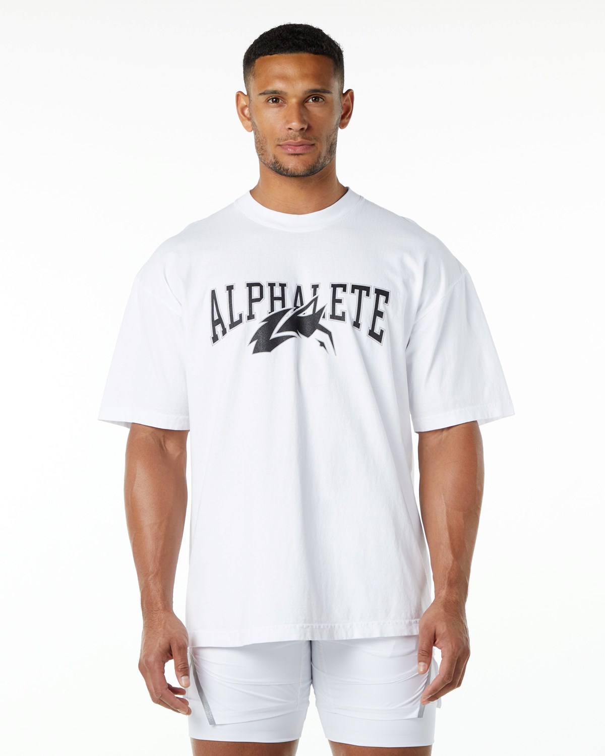 Alphalete Heavyweight Oversized Tee Weiß Schwarz | GS0419827