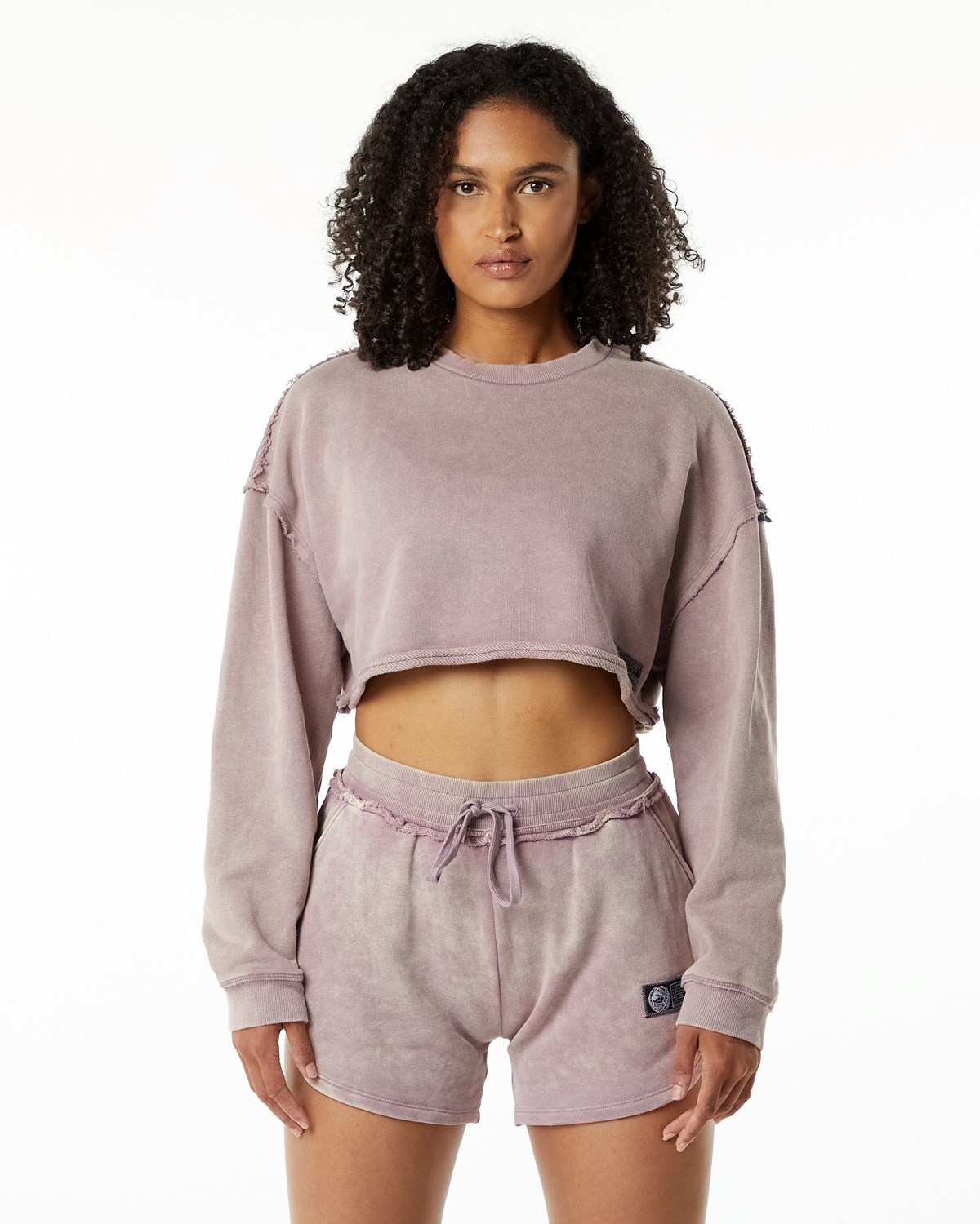 Alphalete Heavyweight Washed Terry Crop Pullover Rosa | CV9712345