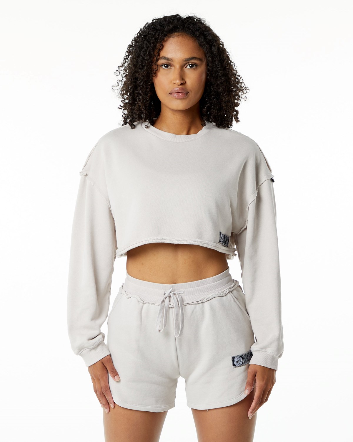 Alphalete Heavyweight Washed Terry Crop Pullover Moonstone | YW8394520