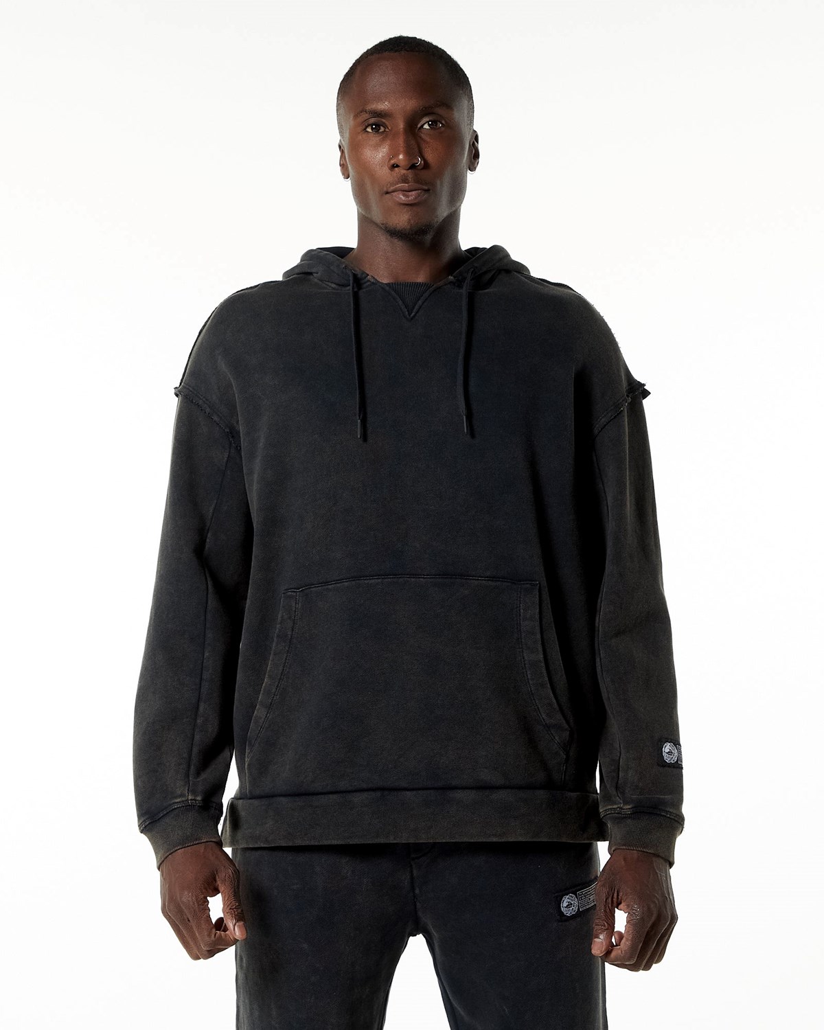 Alphalete Heavyweight Washed Terry Hoodie Onyx | TR0246583