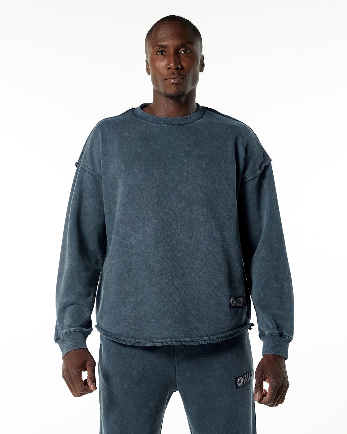 Alphalete Heavyweight Washed Terry Pullover Blau | QB8019546