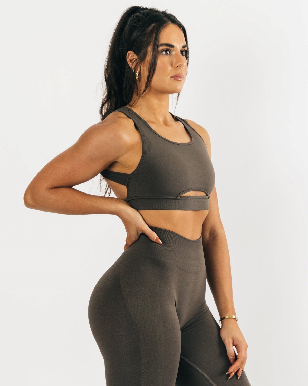 Alphalete High-Impact Seamless Sports Bra Mocha | KD5239086