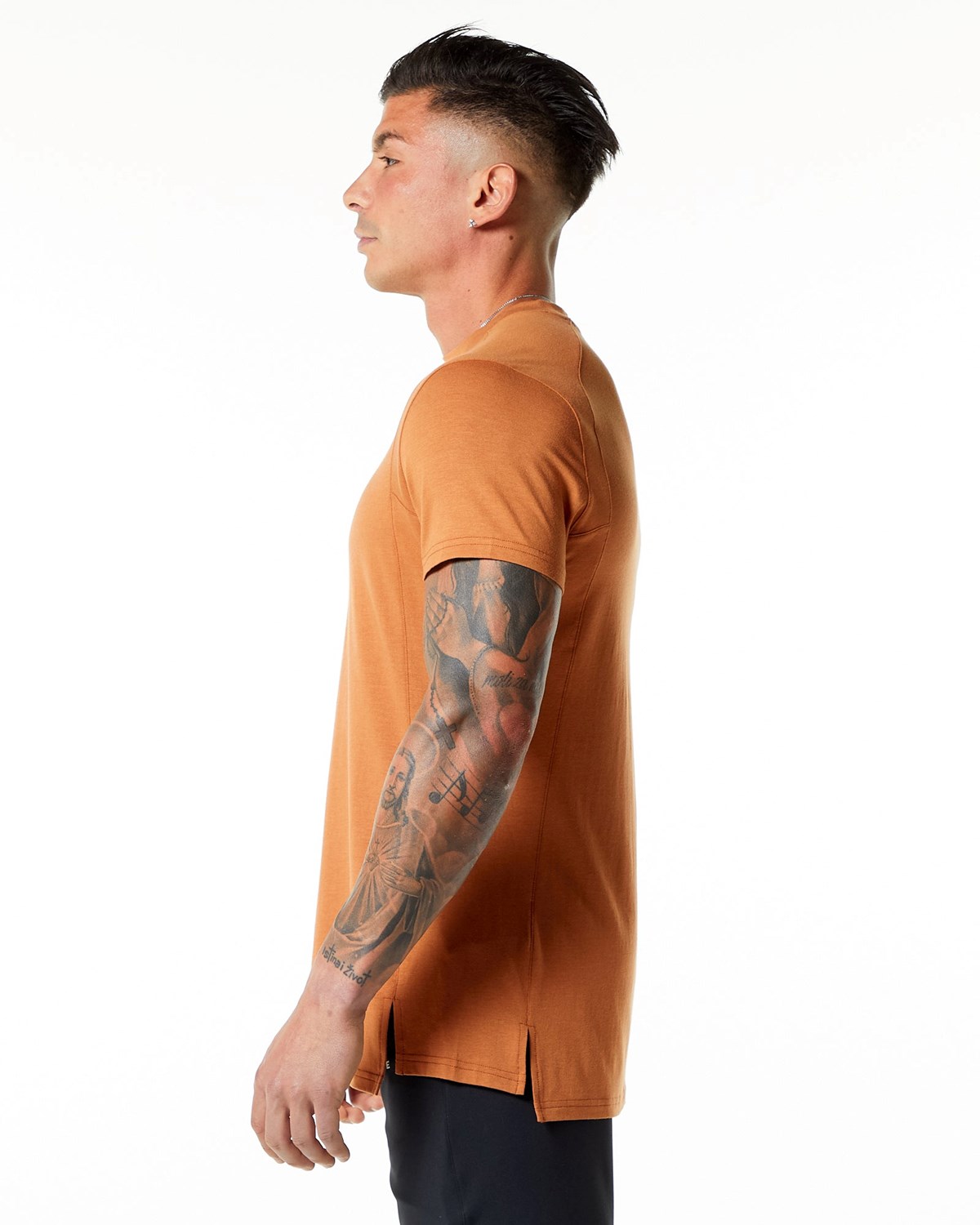 Alphalete High-Neck Premium Kurzes Sleeve Tee Camel | BK5841976