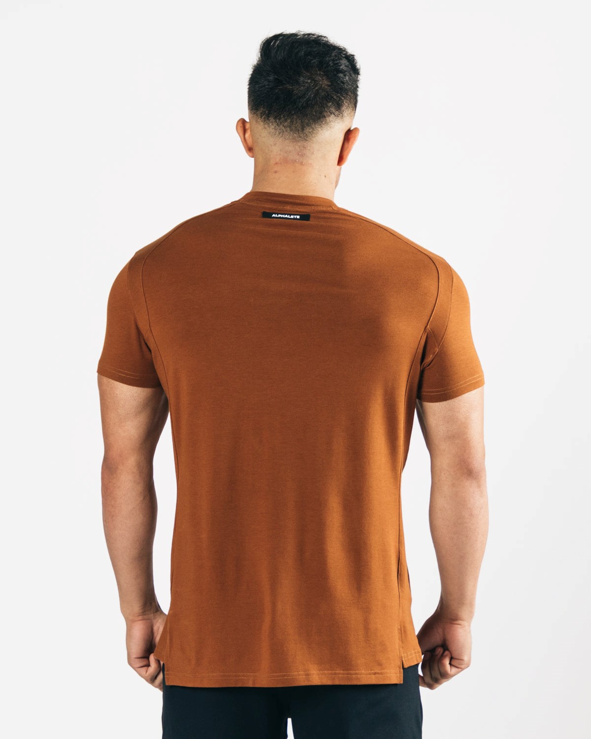 Alphalete High-Neck Premium Kurzes Sleeve Mahogany | GJ3580412