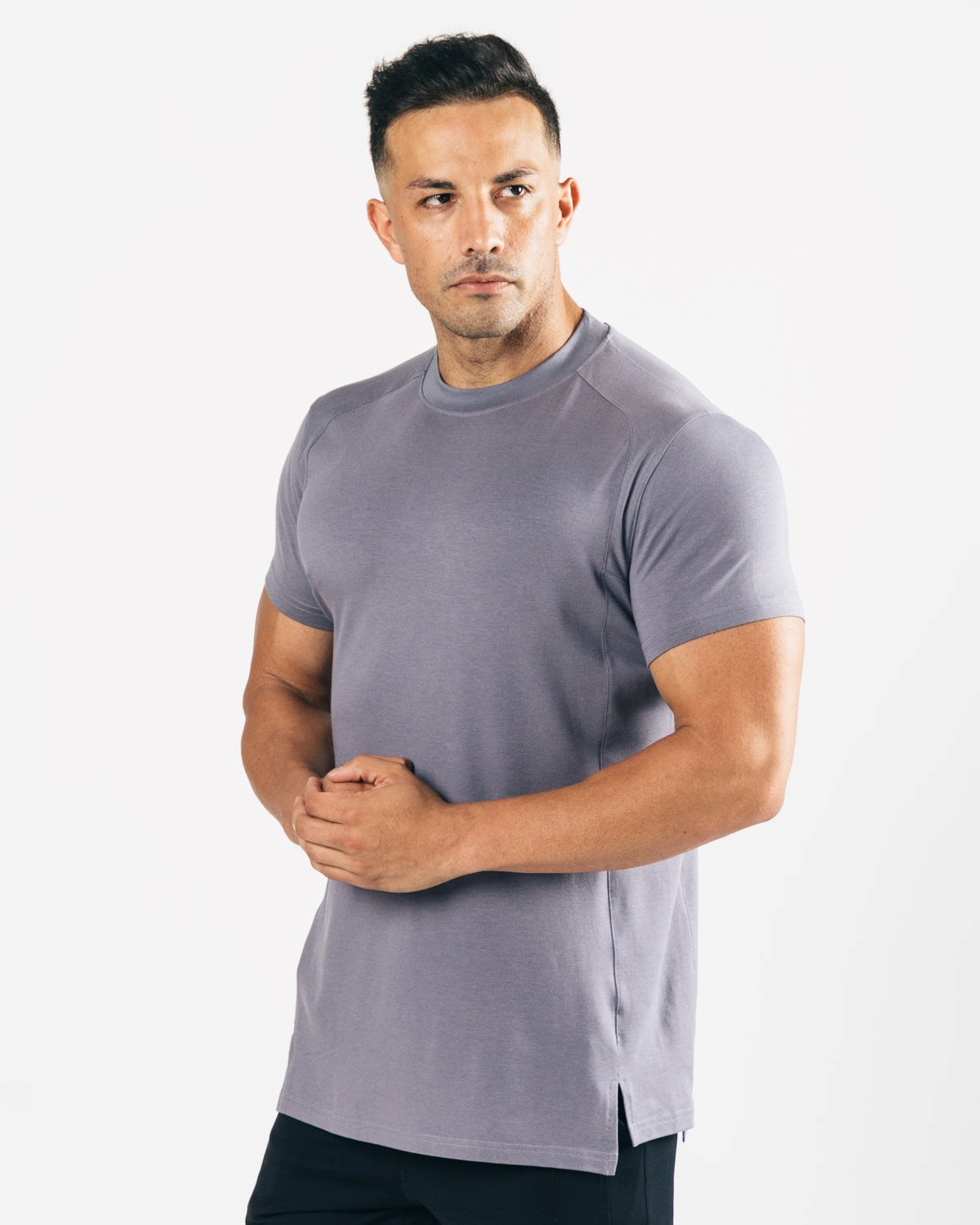 Alphalete High-Neck Premium Kurzes Sleeve Still Water | LQ3418597