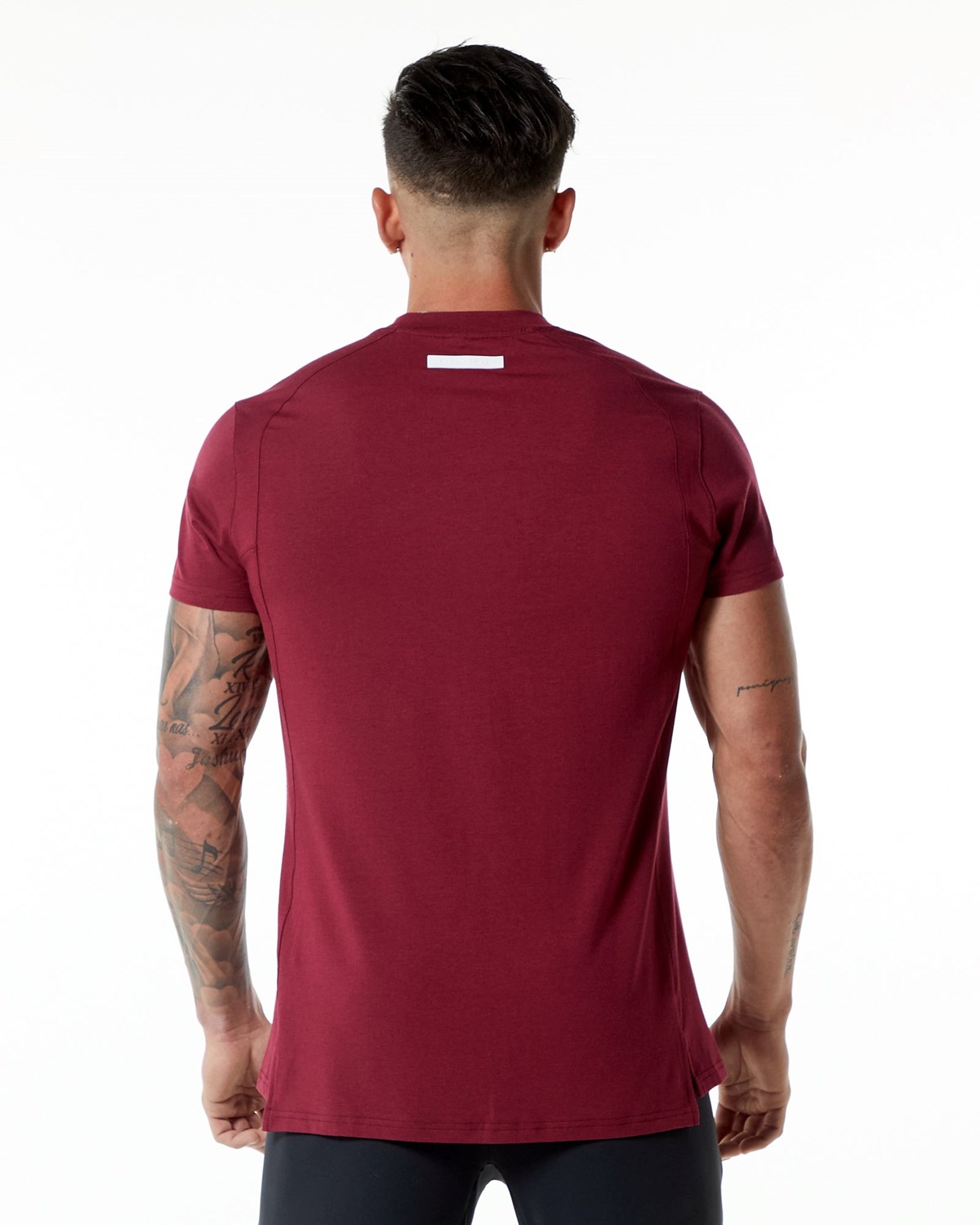 Alphalete High-Neck Premium Kurzes Sleeve Tee Rot | PF2360198