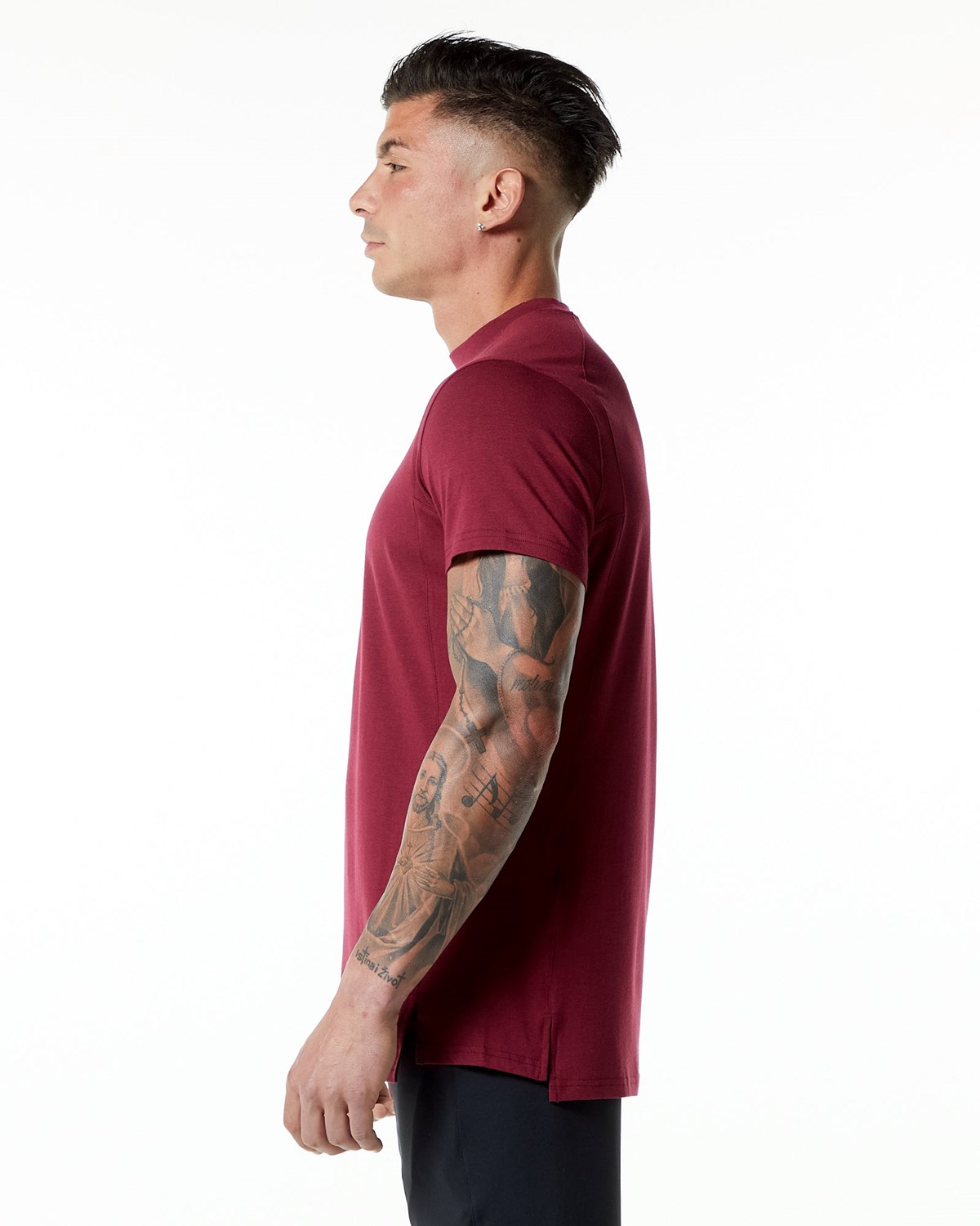 Alphalete High-Neck Premium Kurzes Sleeve Tee Rot | PF2360198