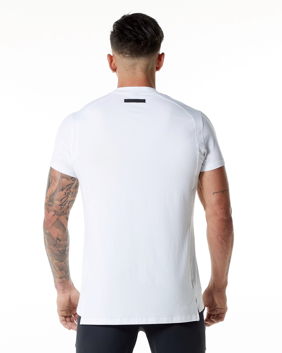 Alphalete High-Neck Premium Kurzes Sleeve Tee Weiß | RX1950627