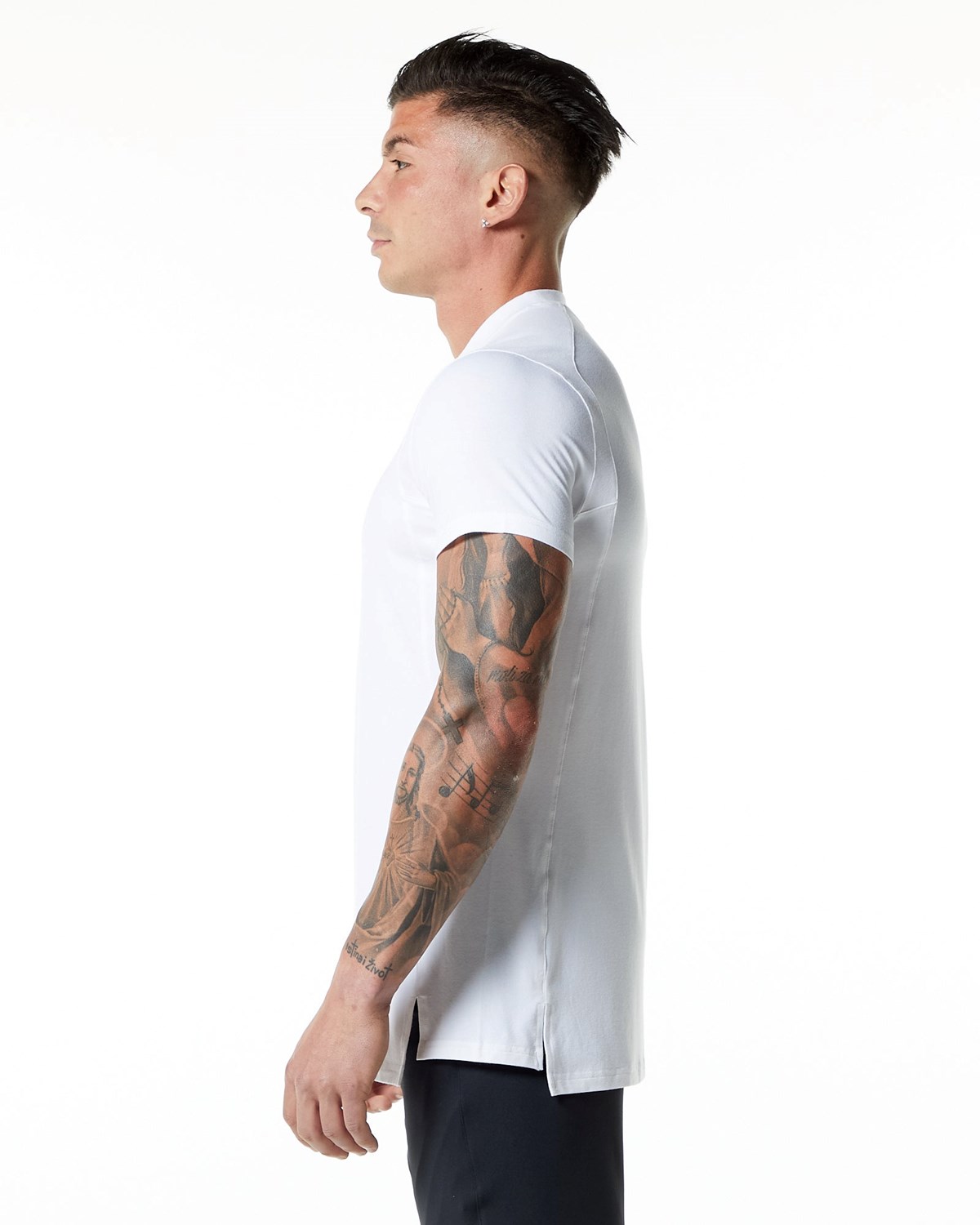 Alphalete High-Neck Premium Kurzes Sleeve Tee Weiß | RX1950627