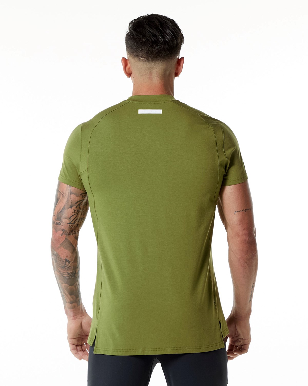 Alphalete High-Neck Premium Kurzes Sleeve Tee Grün | ZQ6403879