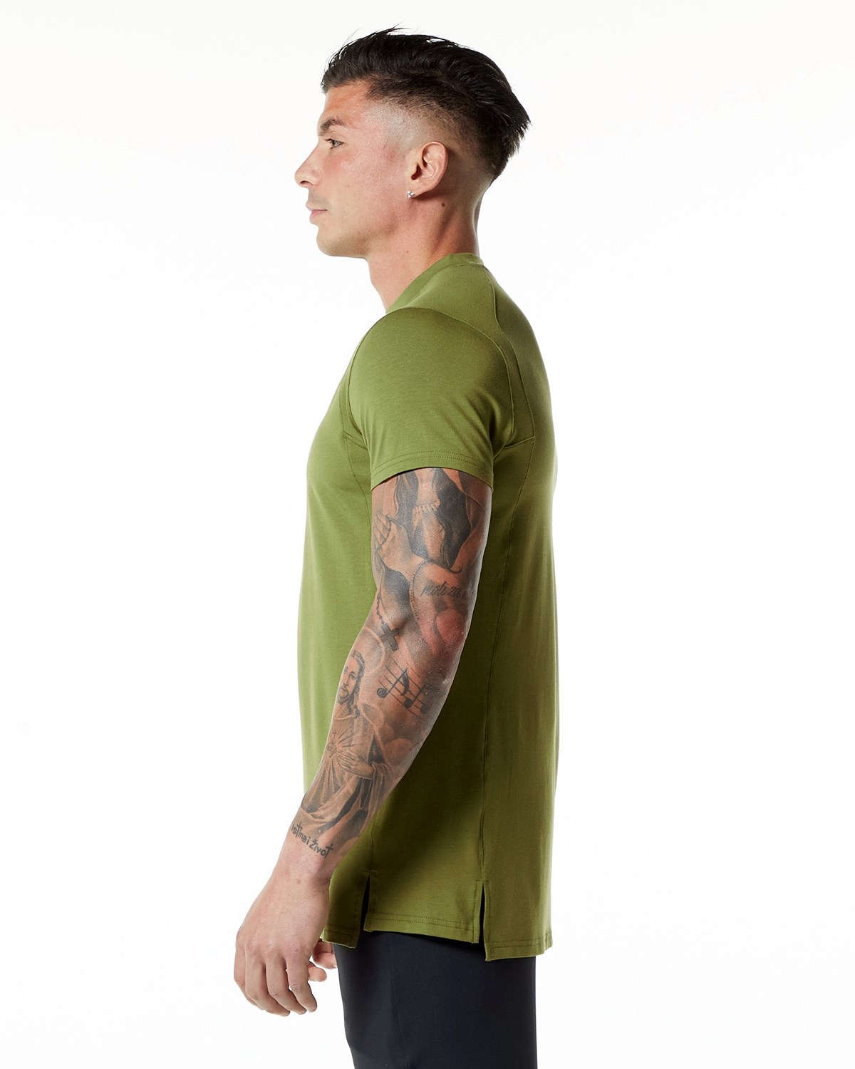 Alphalete High-Neck Premium Kurzes Sleeve Tee Grün | ZQ6403879