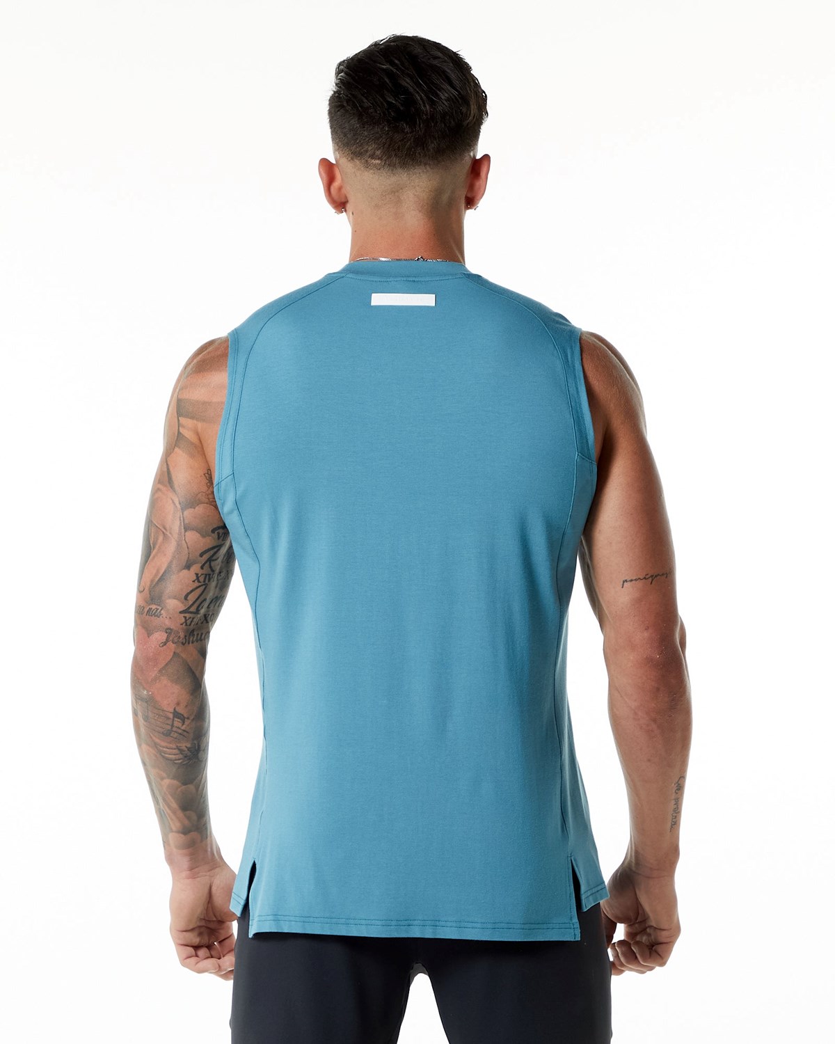 Alphalete High-Neck Premium Tank Blau | JO7143209