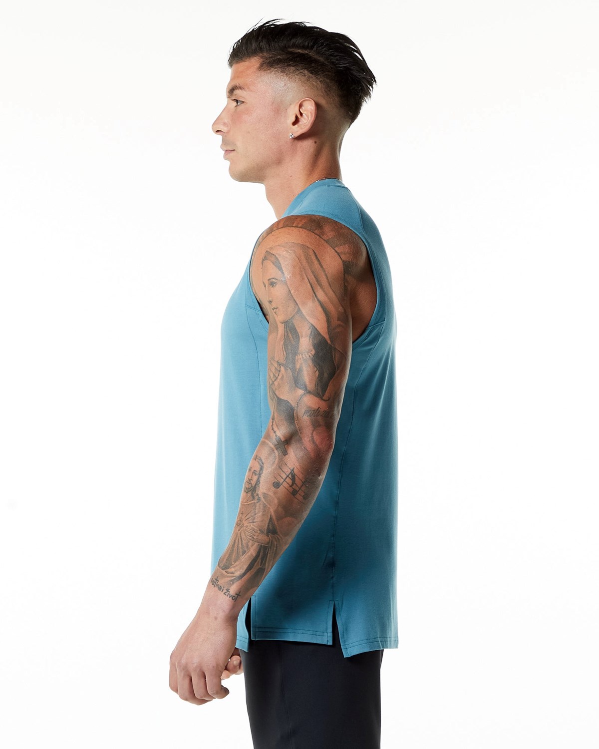 Alphalete High-Neck Premium Tank Blau | JO7143209