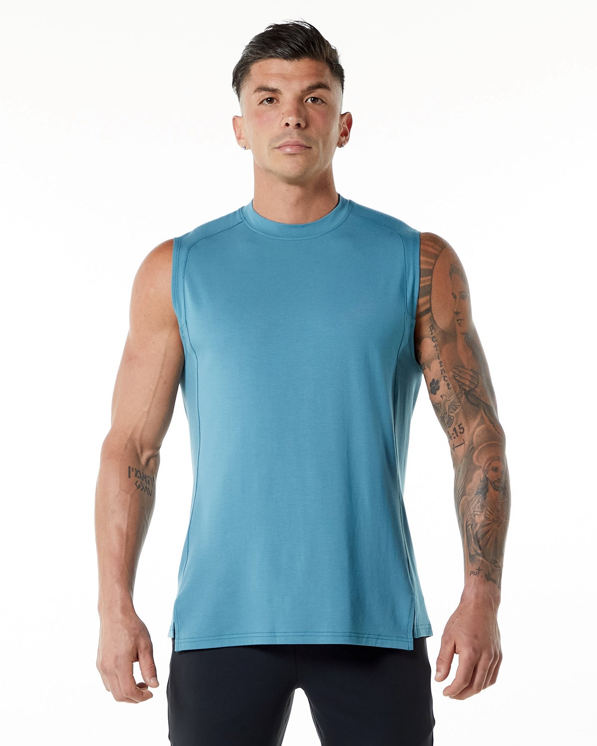 Alphalete High-Neck Premium Tank Blau | JO7143209