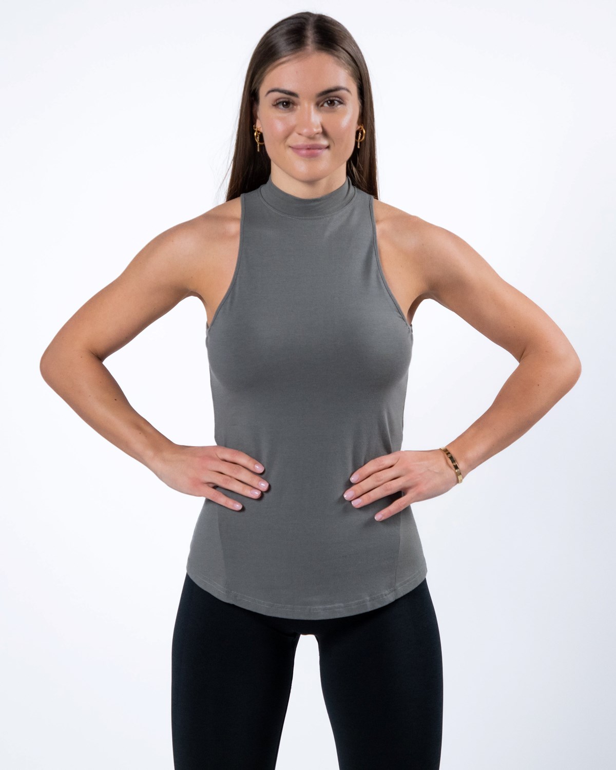 Alphalete High-Neck Premium Tank Grau | EF9731486