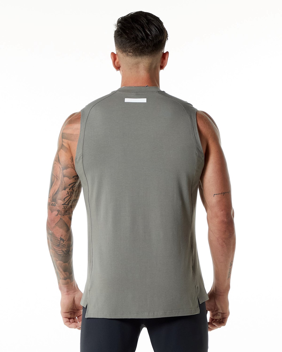 Alphalete High-Neck Premium Tank Grau | QI9786312