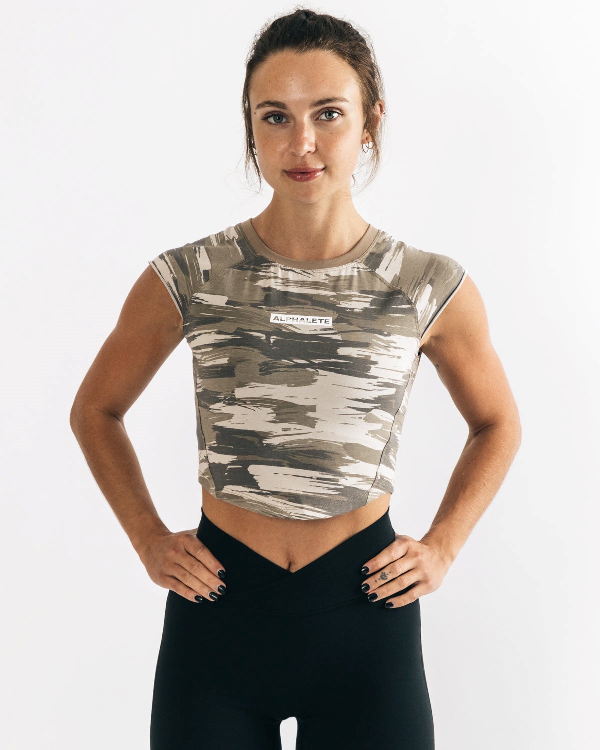 Alphalete High Performance Kurzes Sleeve Crop Tee Camouflage | DC6081532